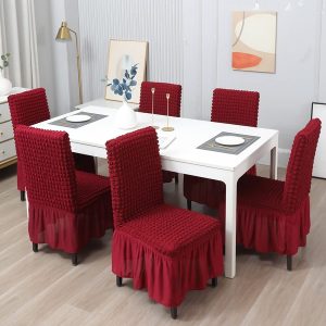 6Pcs Red Merun Color Chair cover